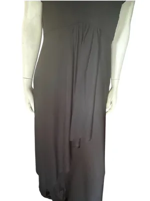 Inewer V-Neck Flutter Sleeve Chiffon Drape Formal Dress Black Size 12 NWT thumbnail 3