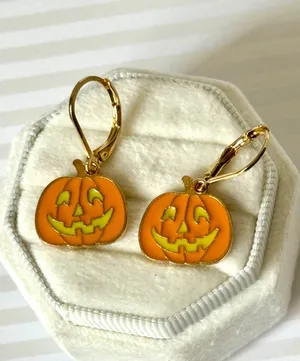 Halloween Pumpkin Earrings (402) 🎃 Orange thumbnail 3