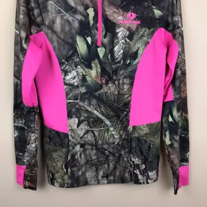 Mossy Oak Women’s Outdoor Print Hot Pink Detail Quarter Zip-Up Sweatshirt thumbnail 3