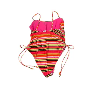 Striped cheeky one piece swimsuit thumbnail 6