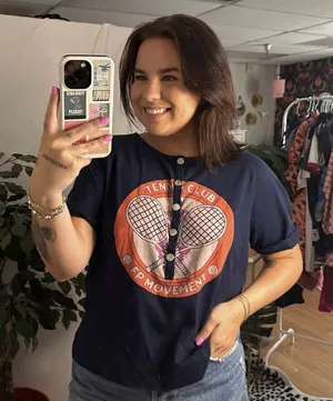 Free People Movement Tennis Club Henley Graphic Tee Navy thumbnail 1