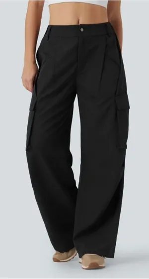 HALARA Black Wide-Leg Cargo Pants thumbnail 1