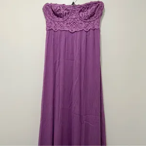 Free People Lavender Strapless Lace Maxi Dress thumbnail 11