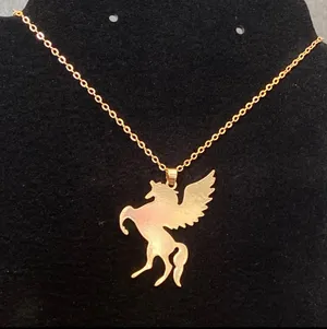 Unicorn Pegasus Necklace Gold thumbnail 1