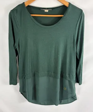 Michael Kors Mixed Media Green Sleeve Blouse Size Medium thumbnail 1