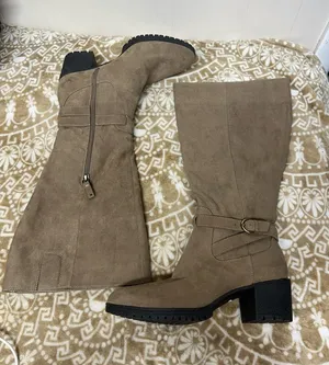Dr. Scholl's Taupe Knee-High Block Heel Buckle Boots thumbnail 1