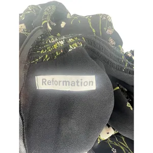 Reformation Archie Floral Print Mini Dress‎ in Black thumbnail 7