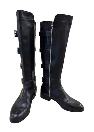 Michael Kors Womens Black Leather Knee High Boots 7M SKU 7167 thumbnail 1