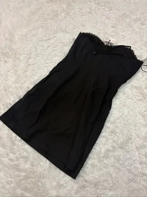 NWT Zara Black Lace-Trim Slip Dress thumbnail 4