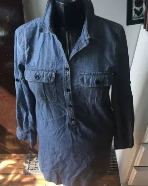J Crew S denim shirt elevated basic preppy shift dress Blue thumbnail 1
