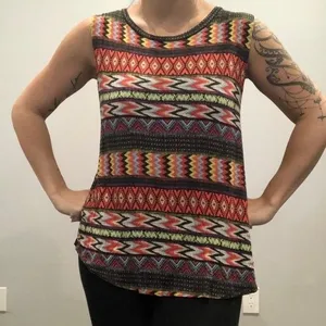 Concert by Clare Womens Medium Aztec Pattern Plain Black Back Tank Top‎ thumbnail 1