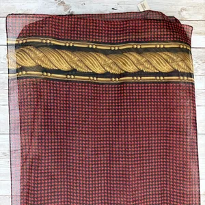 Vtg Accessory Street Womens Scarf Red Black Houndstooth Gold Rope Print Italy thumbnail 2