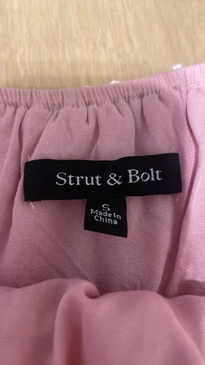 Strut & Bolt Pink polka dot babydoll ruffle top thumbnail 2