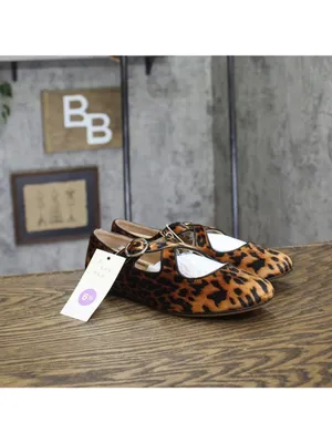 NWT A New Day Print Velvet Flats with Adjustable Strap Leopard Brown Multi 6.5M thumbnail 2