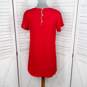 Lucy Love Short Sleeve Tunic Mini Shift Shirt‎ Dress Red XS XSmall thumbnail 4