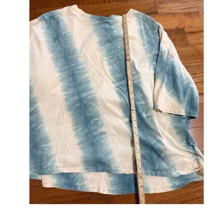 Easel Women Large Blue Cream Tie Dye Oversized Cotton T-Shirt Top thumbnail 4