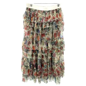 Beulah Style‎ Floral Mesh Tiered Ruffle Skirt L NWT Romantic Cottagecore thumbnail 3