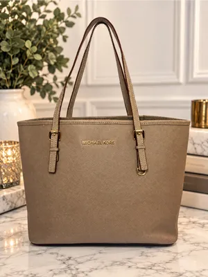 Michael Kors Saffiano Leather Tote – Taupe / Greige thumbnail 1