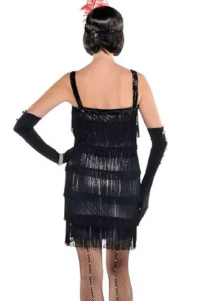 Flapper 1920’s Black Fringe Costume Halloween thumbnail 3
