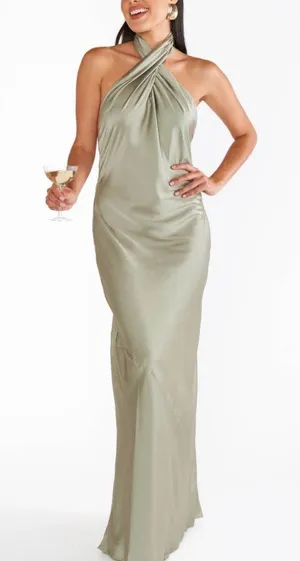 NEW Show me your MuMu Jasmine Halter Maxi Dress XS thumbnail 1