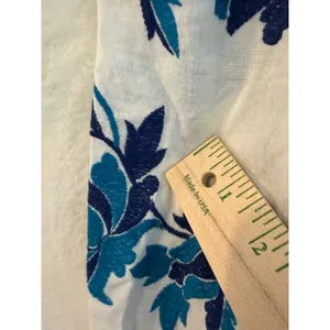 BoBo Bourgeois Boheme Blue Floral Embroidered Puff Sleeve Top Size 38 V-Neck thumbnail 7