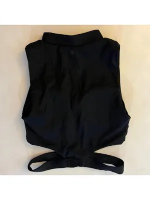 DEVON WINDSOR EMERY CROP TOP CUTOUT FULL ZIP BRA Small $98 Black thumbnail 6