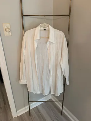 White Oversized Beach Coverup thumbnail 2
