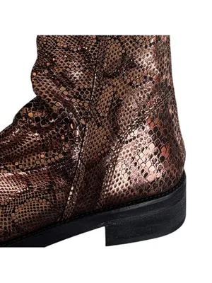 EUC Free People Leather Amarone Cooper Snakeskin Boots Size 7.5 thumbnail 4