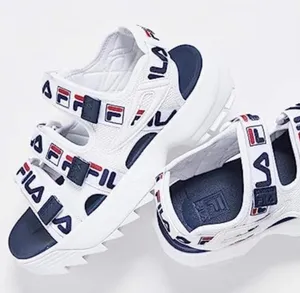Fila red white blue distributor chunky sandals logo stripes sz 8 women’s #patriotic #utility #streetwear thumbnail 1
