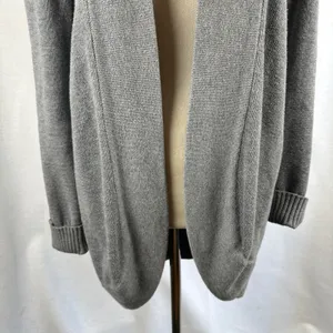 J.Crew Womens‎ Gray Open Front Cardigan Sweater Size Medium Knit Classic Cozy thumbnail 3