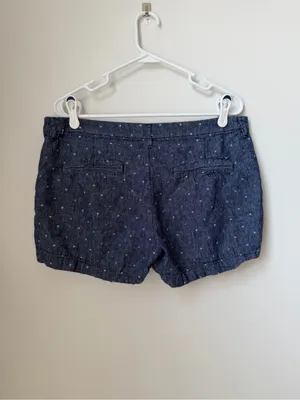 Old Navy Women's Everyday Shorts Size 12 Polka Dot Linen Cotton Chambray Chino thumbnail 5