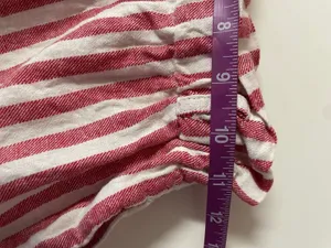 Heart & Hips Linen-Cotton Blend Red Cream Striped High Waist Shorts Size S thumbnail 5