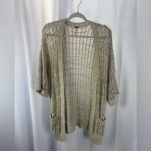 FREE PEOPLE‎ Gone Fishing Open Knit Cardigan Size XS Oversized EUC thumbnail 4