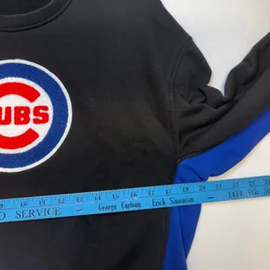 Chicago Cubs MLB‎ Crewneck Sweatshirt Black Blue Medium Logo Pullover thumbnail 4