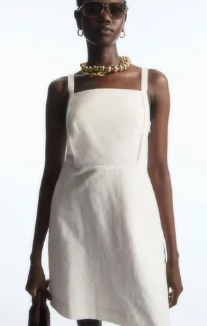 COS Open-Back Mini Pinafore Dress White Womens Size 38 / US M thumbnail 1