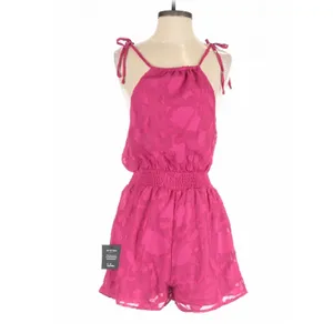 Lulus Here for the Fun Magenta Burnout Floral Jacquard Romper XS Coquette thumbnail 4