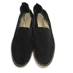 Free People Espadrille Slip On Shoes Womens 7.5 Black Suede Coastal Resort Boho thumbnail 3