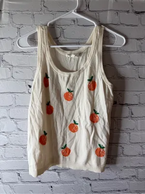 Lou and grey for Loft Cream Knit Tank with Orange Fruit Knit Motif small thumbnail 2