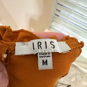 IRIS Rust Orange Ruffle Mini Dress Size M – Boho Flowy Summer thumbnail 10