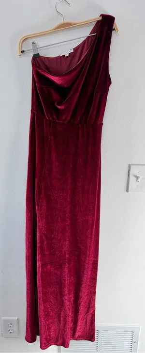 Baltic Born Velvet Burgundy One Shoulder Maxi thumbnail 1