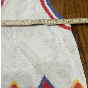 Preston & York Sport Vintage Argyle Golf Sweater Vest Cream Blue‎ Red sz L thumbnail 4