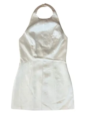 Reformation Women’s Anakin Satin Halter Neck Open Back White Mini Dress Size 4 thumbnail 2