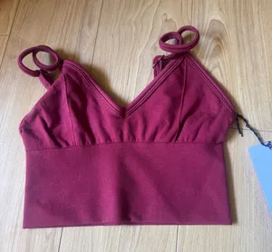 ALO Yoga Red V‑Neck Bralette Crop Top thumbnail 1