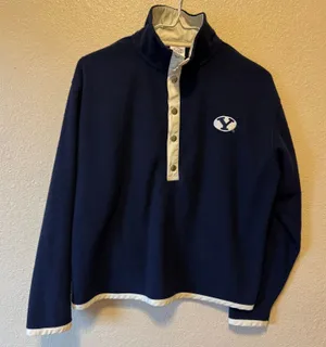 Rivalry Threads BYU Cougars Navy Snap Fleece Pullover Women's Small thumbnail 1