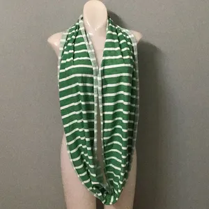 Levi’s Green & White Strip Cotton Infinity Scarf thumbnail 2
