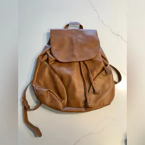 NWOT Brown Faux Leather Backpack OS thumbnail 2