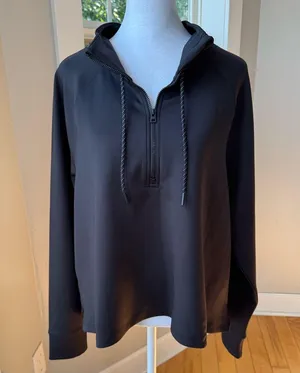 AVIA Black Scuba Cropped Funnel Neck Quarter Zip Top Sweatshirt Size Large thumbnail 11