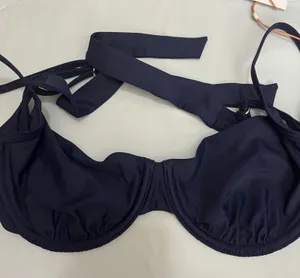 New Quince Women's Italian Demi Bikini Underwire Top Deep Navy Blue Size Small thumbnail 1