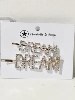 Silver Tone Rhinestone Sweet Dream Hair Clips NEW thumbnail 3