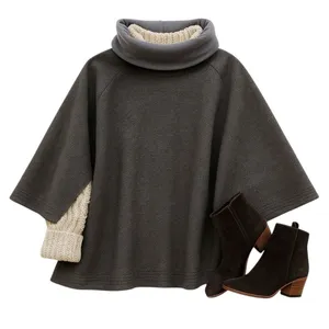 Synergy Organic Clothing Gray 100% Wool Cape Poncho Funnel Neck Small Minimalist thumbnail 17